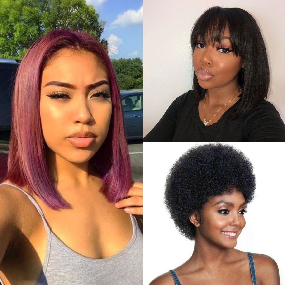 Buy 2 Get 1 Free︱Combo No.10 Afro Wig Straight Fringe Bob Wig 99J Bob Wig - Superlovehair